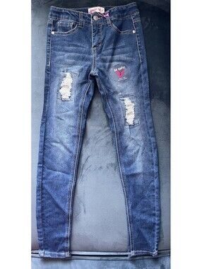 BEAUTEES Premium Denim Jeans Bling Distressed Sparkle Glitter Girls SIZE 12 NEW